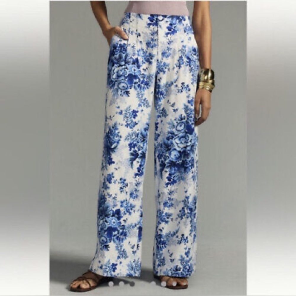 Maeve Anthropologie Printed Linen Pants